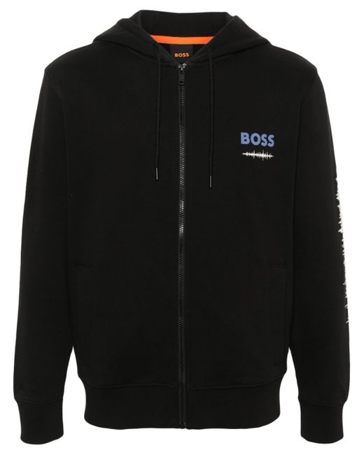 Boss graphic-print hooded jacket