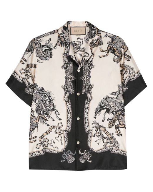 Gucci baroque-print bowling shirt