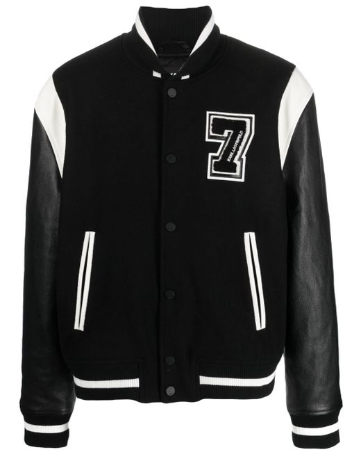 Karl Lagerfeld appliqué-detail varsity bomber jacket