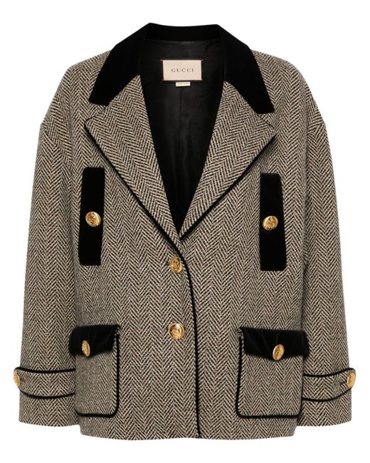 Gucci herringbone single-breasted coat