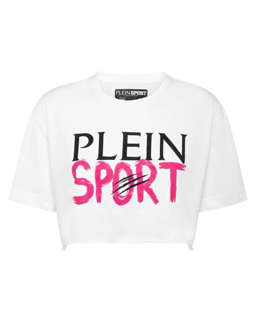 Plein Sport logo-print cropped T-shirt