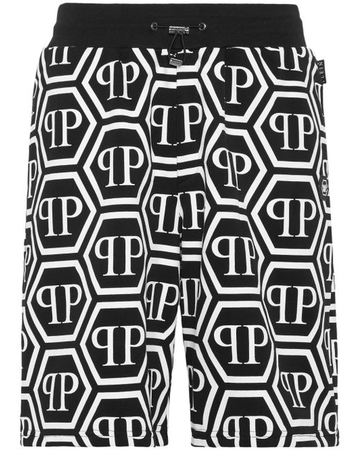 Philipp Plein monogram drawstring track shorts