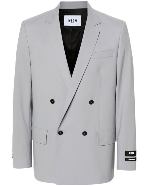 Msgm logo-patch double-breasted blazer