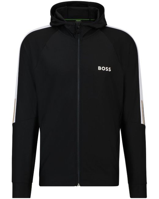 Boss logo-print zip-up hoodie
