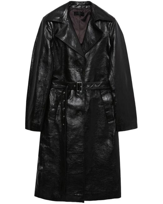 Helmut Lang notched-lapels leather coat