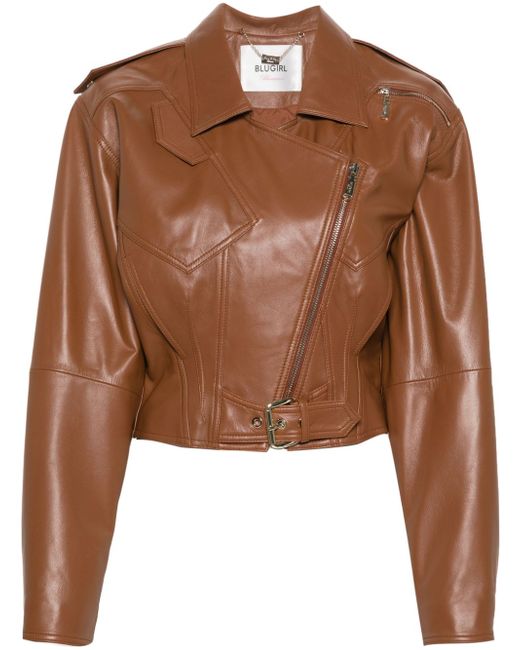 Blugirl rhinestone-embellished leather jacket