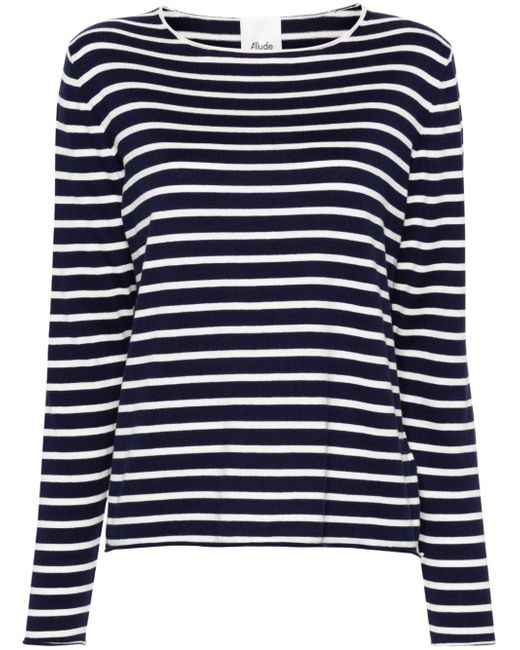 Allude striped fine-knit jumper