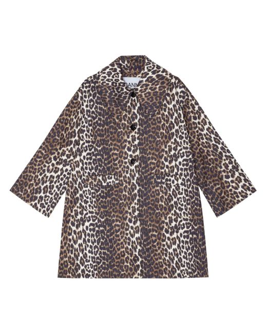Ganni leopard-print single-breasted coat