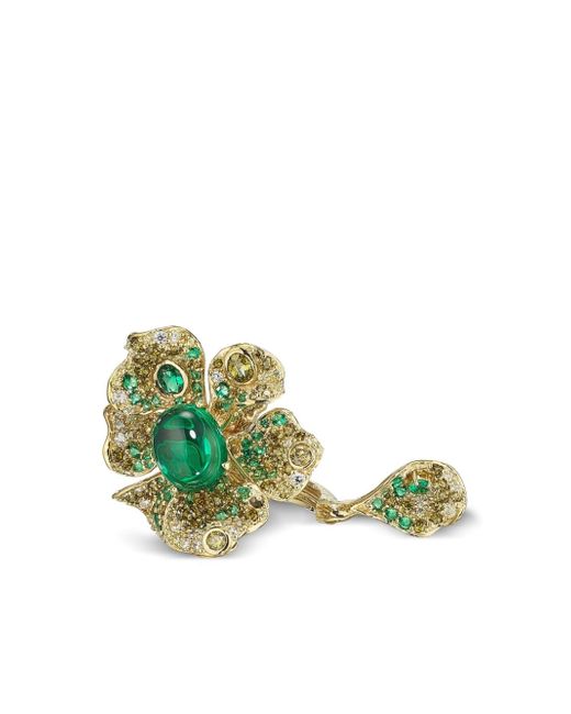 Anabela Chan 18kt yellow gold vermeil Emerald Peony emerald and diamond ring