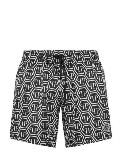 Philipp Plein monogram-print swim shorts