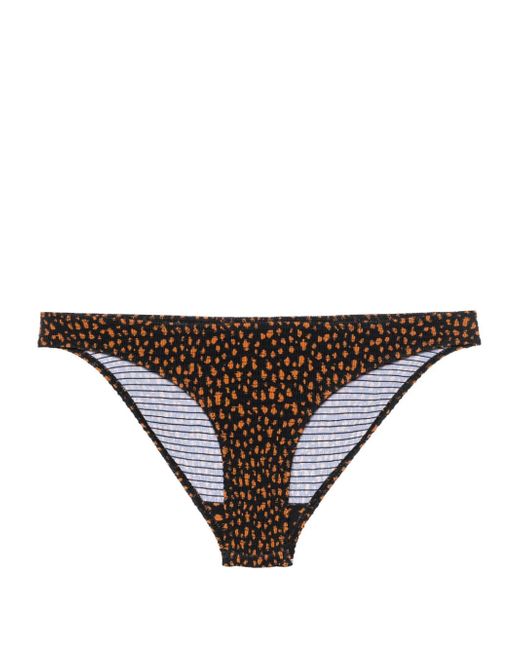 Totême abstract-print shirred bikini bottoms