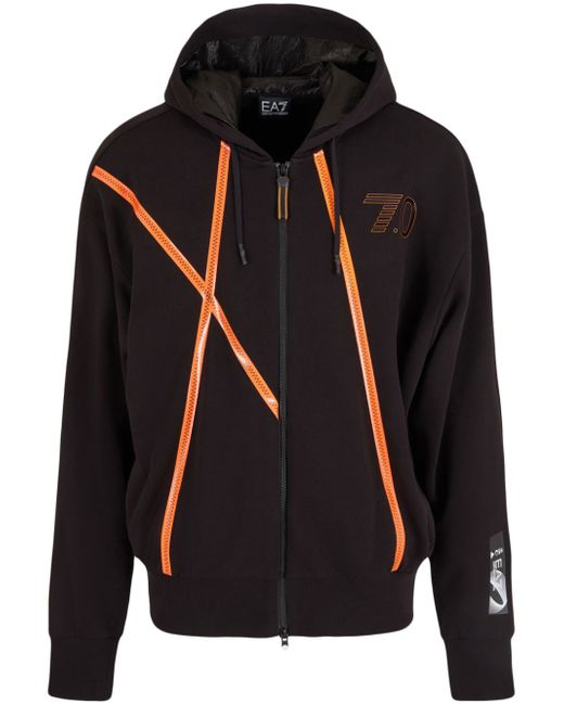 Ea7 graphic-print zipped hoodie