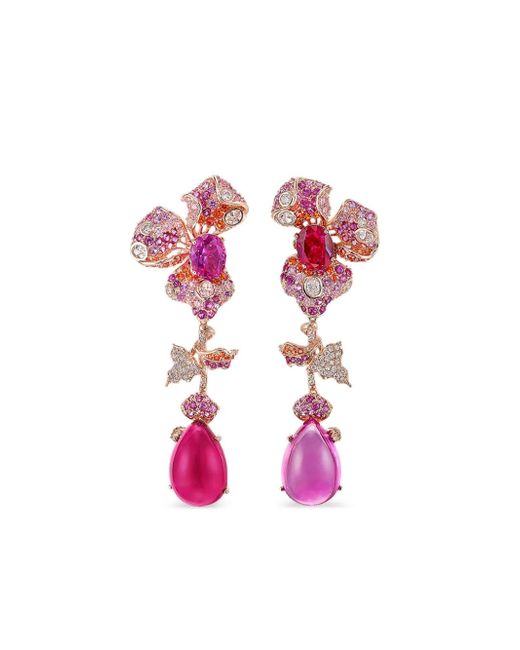 Anabela Chan 18kt gold Orchid multi-stone earrings