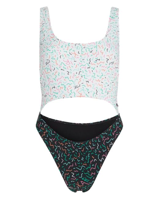 Karl Lagerfeld geometric-print cut-out swimsuit