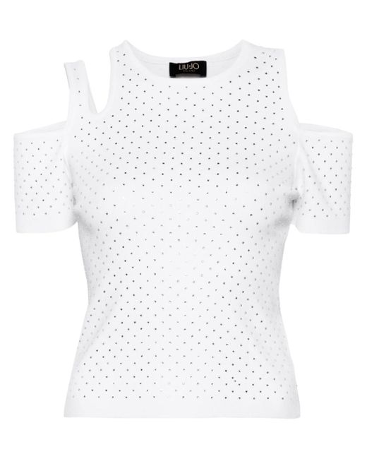 Liu •Jo embellished cut-out knitted top