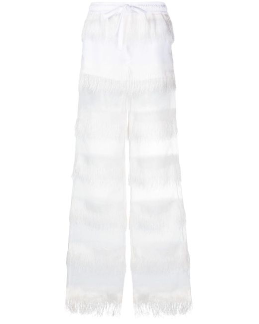 Genny semi-sheer fringed trousers