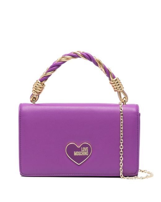 Love Moschino enamelled logo-lettering tote bag