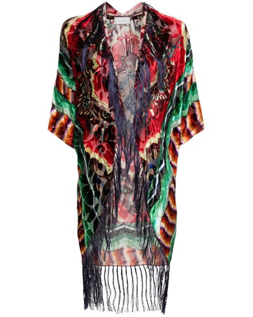Pierre-Louis Mascia pattern-jacquard fringed cape
