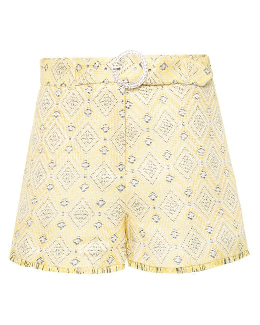 Liu •Jo metallic geometric fringed shorts