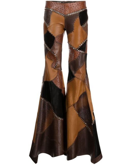 Roberto Cavalli patchwork flared leather trousers