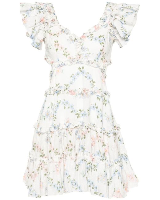 needle & thread floral-print cotton minidress