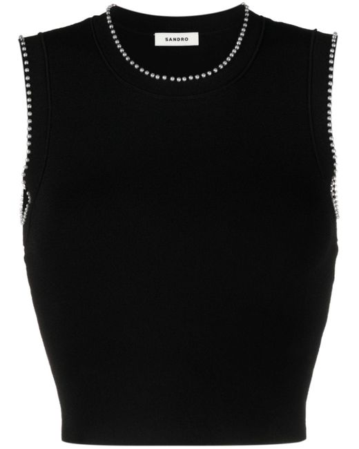 Sandro faux-pearl embellished crop top