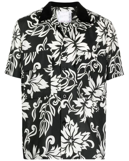 Sacai floral-print cotton shirt