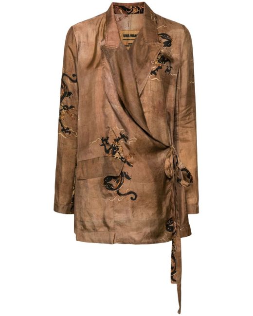 Uma Wang dragon-print wrap jacket
