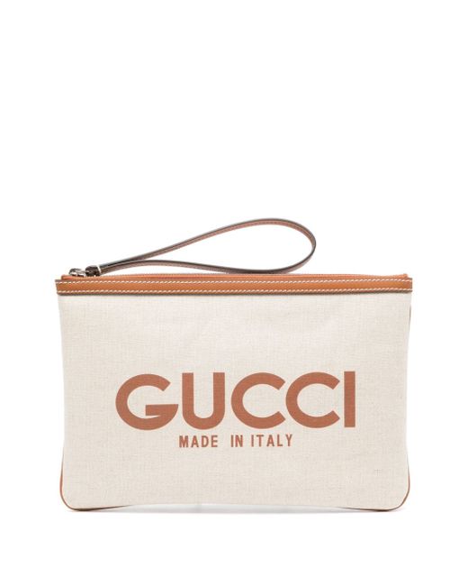 Gucci logo-print canvas clutch bag