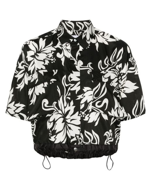 Sacai floral-print cropped shirt