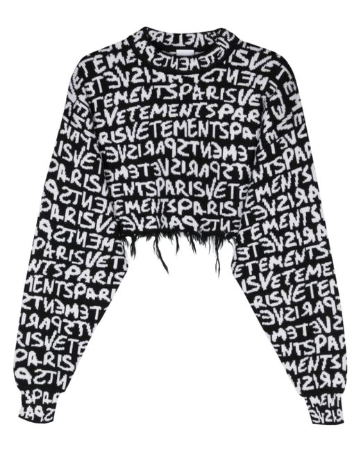 Vetements logo-intarsia knit cropped jumper