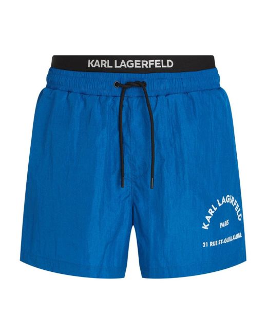 Karl Lagerfeld address-print drawstring swim shorts