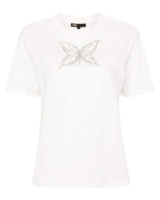 Maje butterfly-embellished T-shirt