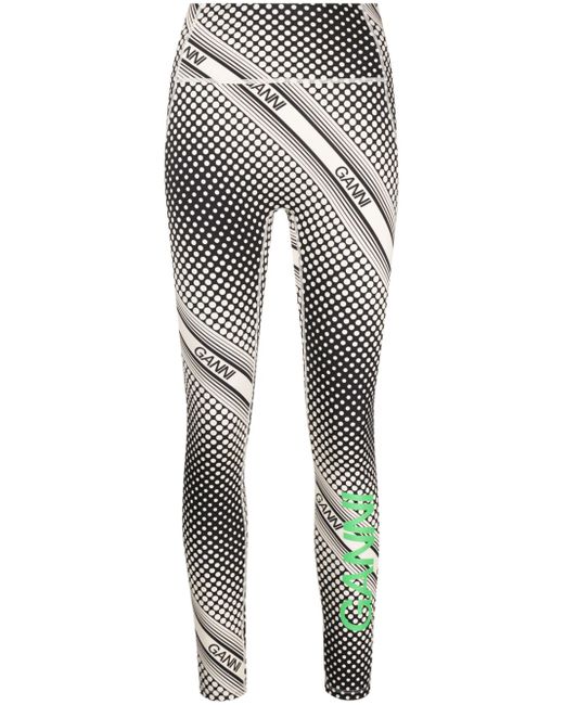 Ganni logo-print performance leggings