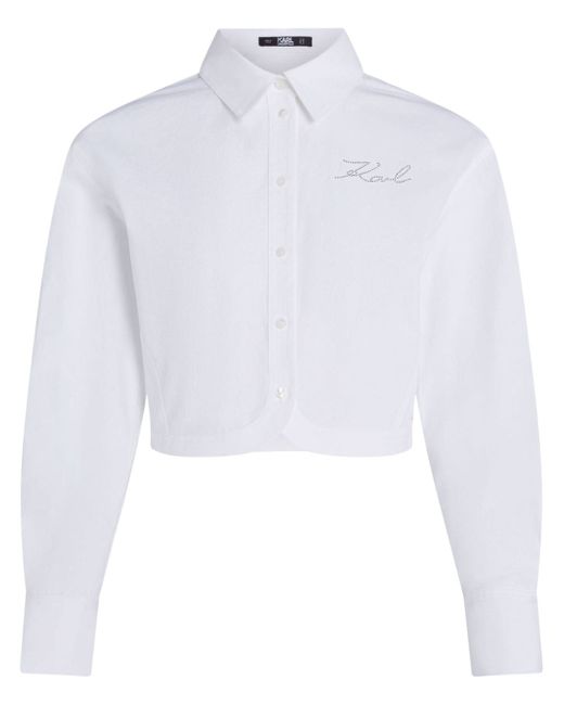 Karl Lagerfeld cropped organic-cotton shirt