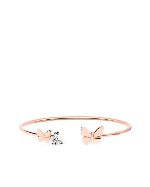 Dodo 9kt rose gold Butterfly diamond bangle bracelet