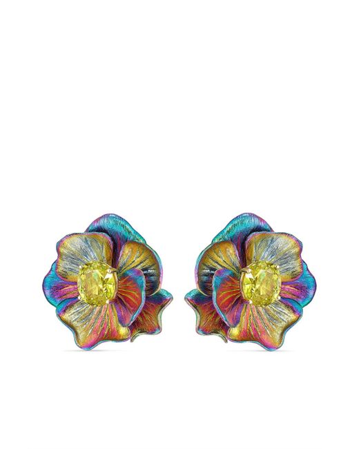 Anabela Chan 18kt gold vermeil Rainbow Bloom quartz earrings