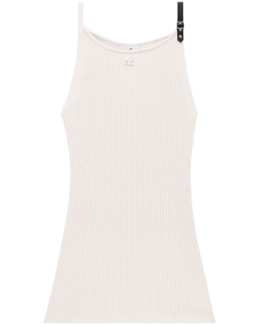 Courrèges buckle-strap ribbed-knit dress