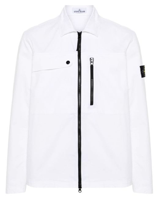 Stone Island Compass-badge cotton shirt jacket