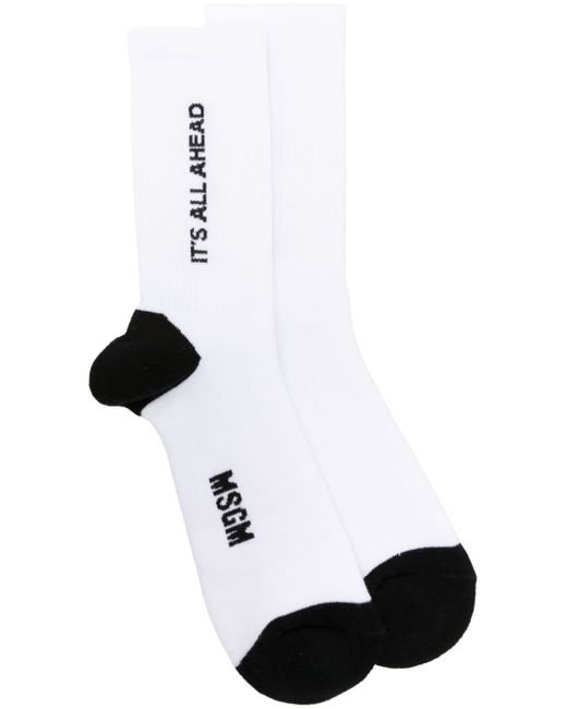 Msgm intarsia-knit logo ankle socks