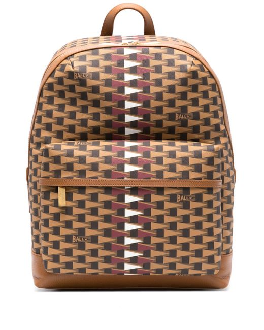 Bally Pennant-print leather backpack