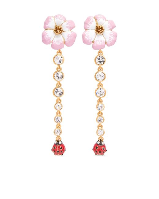 Oscar de la Renta ladybird flower drop earrings
