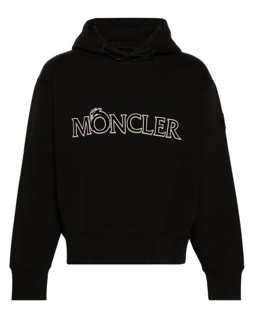 Moncler logo-flocked jersey hoodie
