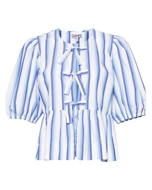Ganni striped peplum blouse