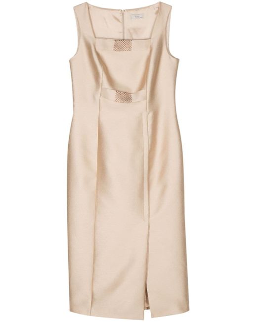 Fely Campo crystal-embellishment crepe dress