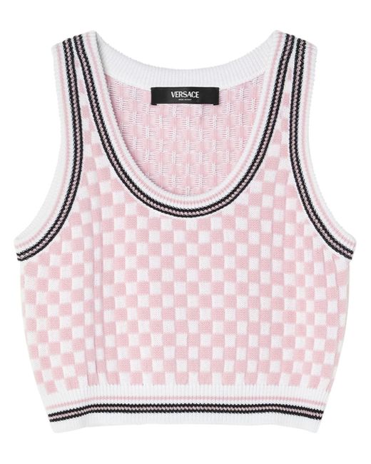 Versace checked jacquard crop top
