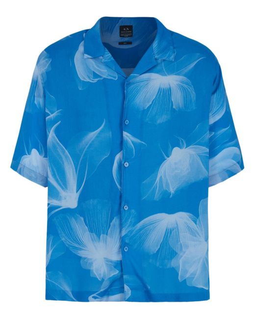 Armani Exchange floral-print short-sleeve shirt