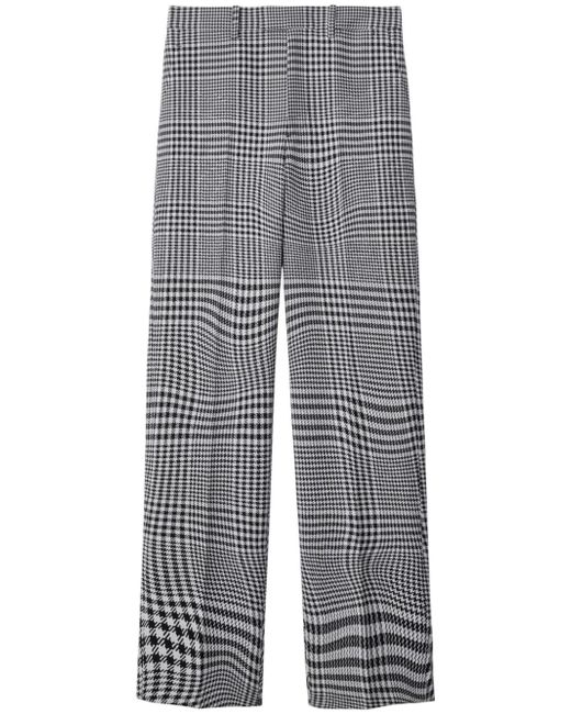 Burberry warped houndstooth wool-blend trousers