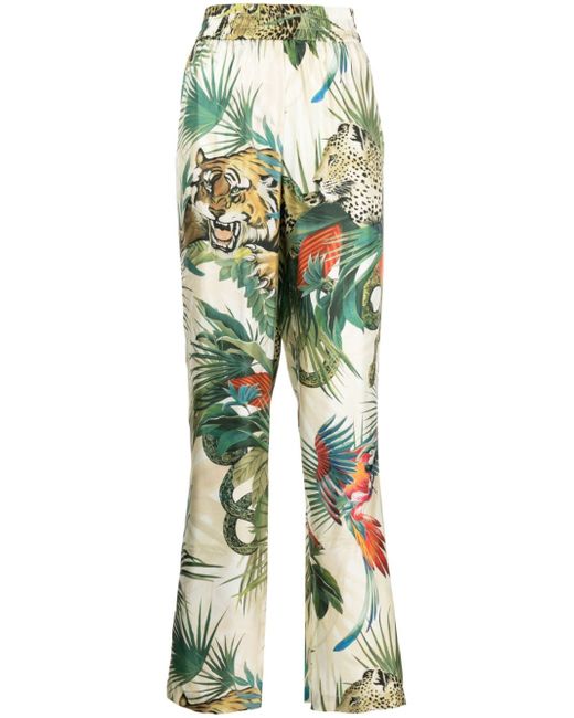 Roberto Cavalli jungle print straight-legged trousers