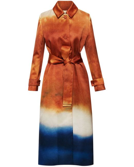 Oscar de la Renta abstract-print silk-satin trench coat
